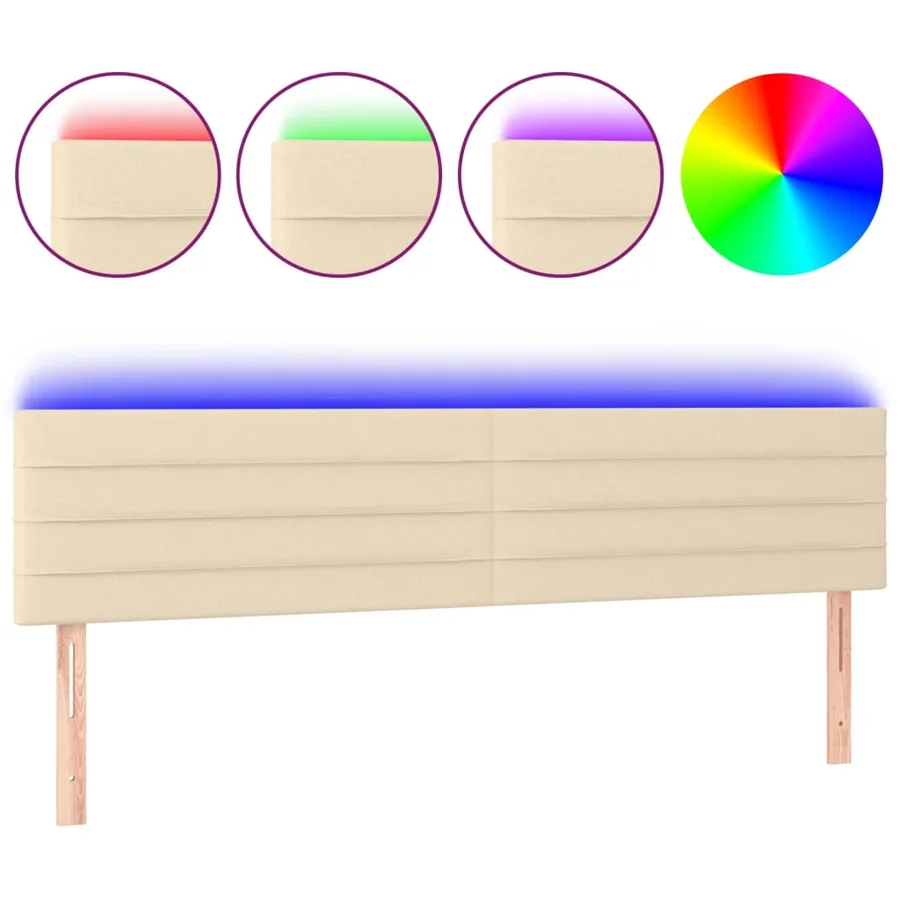 Tête de lit à LED Crème 180x5x78/88 cm Tissu - 2