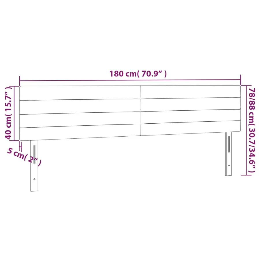 Tête de lit à LED Crème 180x5x78/88 cm Tissu - 6