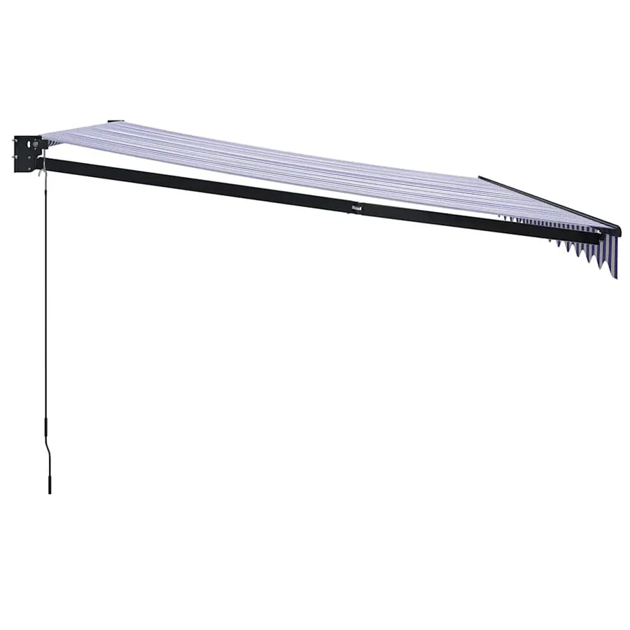 Auvent rétractable bleu et blanc 4x3 m tissu et aluminium - 4