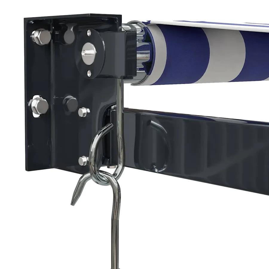 Auvent rétractable bleu et blanc 4x3 m tissu et aluminium - 7