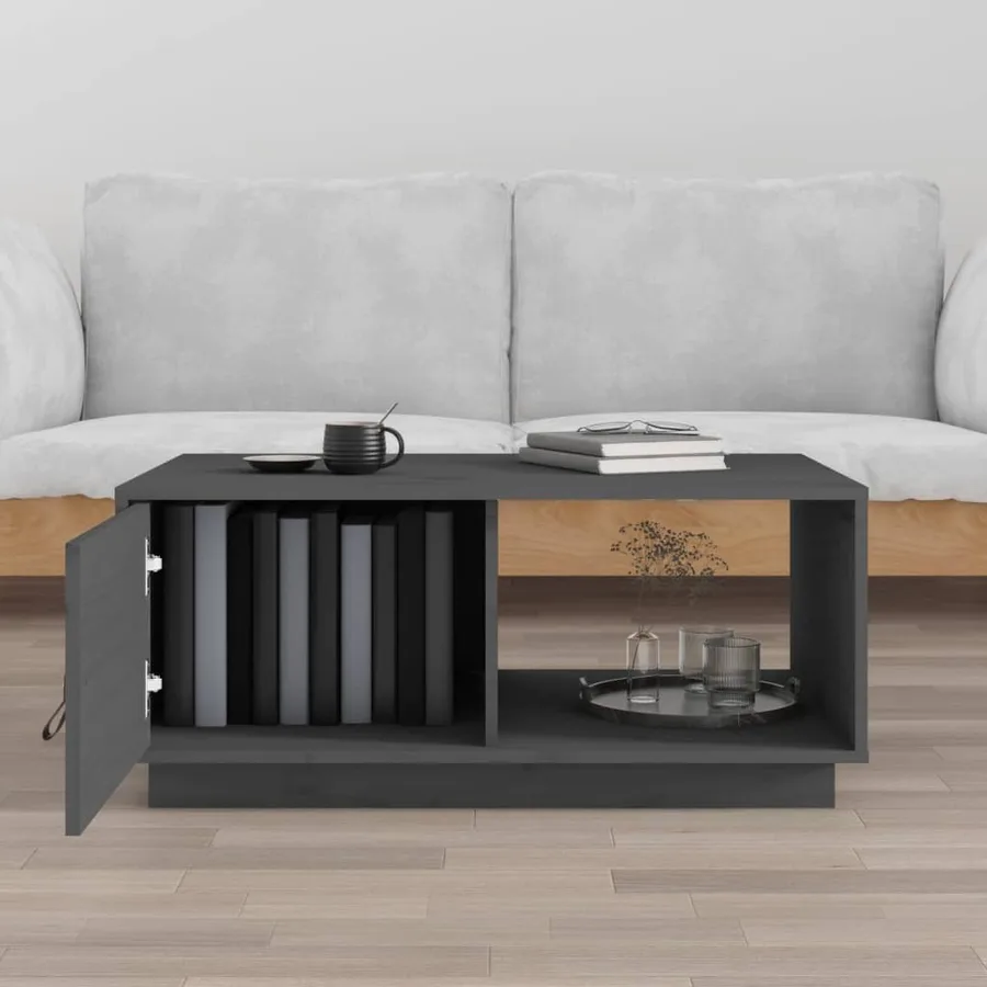 Table basse Gris 80x50x35,5 cm Bois massif de pin - 3