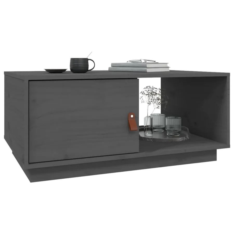 Table basse Gris 80x50x35,5 cm Bois massif de pin - 4