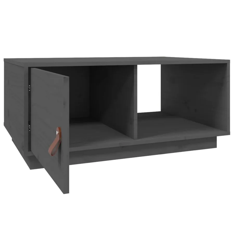 Table basse Gris 80x50x35,5 cm Bois massif de pin - 7