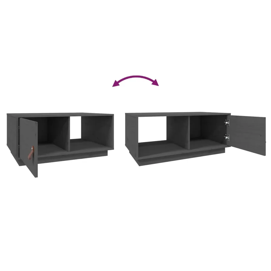 Table basse Gris 80x50x35,5 cm Bois massif de pin - 9