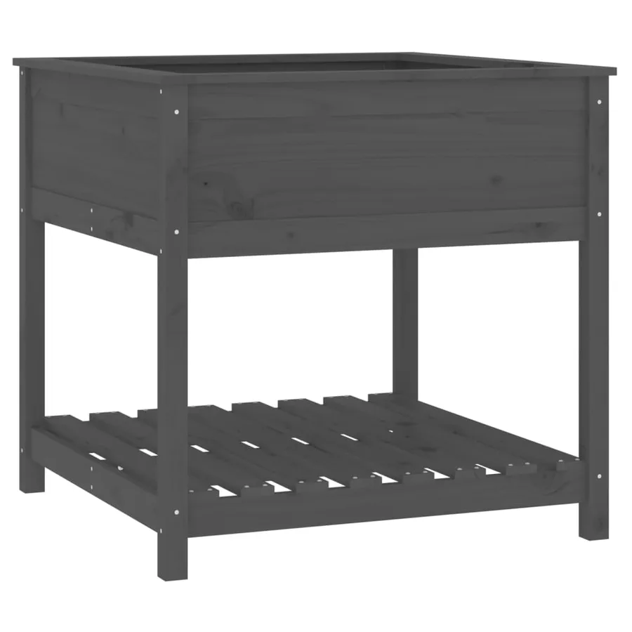 Jardinière avec étagère Gris 82,5x82,5x81 cm Bois massif de pin - 2