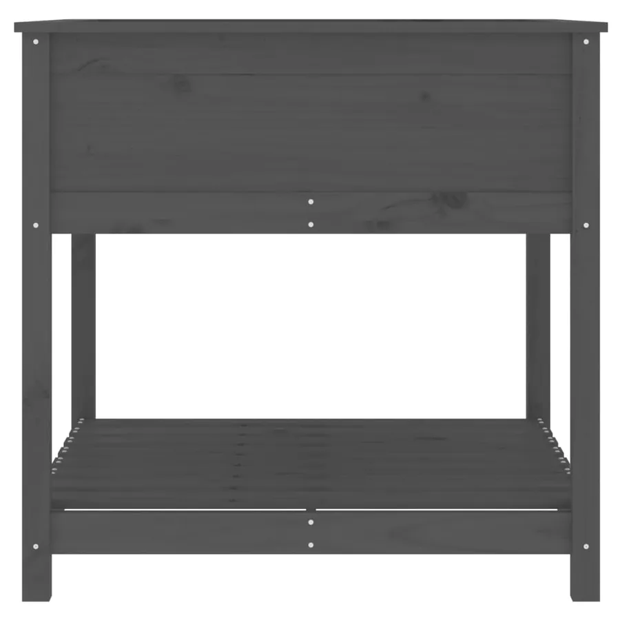 Jardinière avec étagère Gris 82,5x82,5x81 cm Bois massif de pin - 6