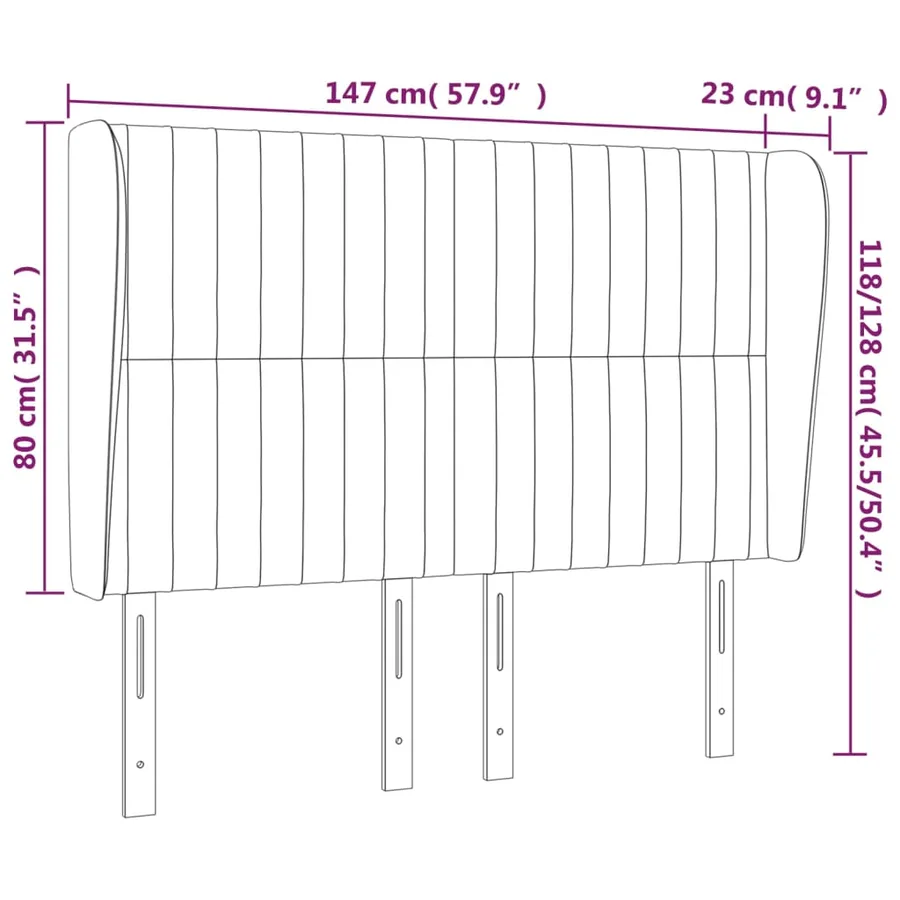 Tête de lit avec oreilles Gris clair 147x23x118/128 cm Tissu - 9