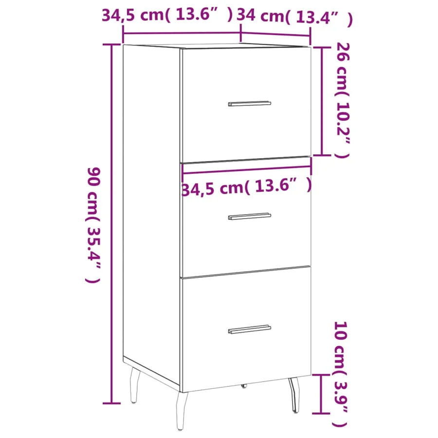 Buffet blanc 34,5x34x90 cm bois d'ingénierie - 12