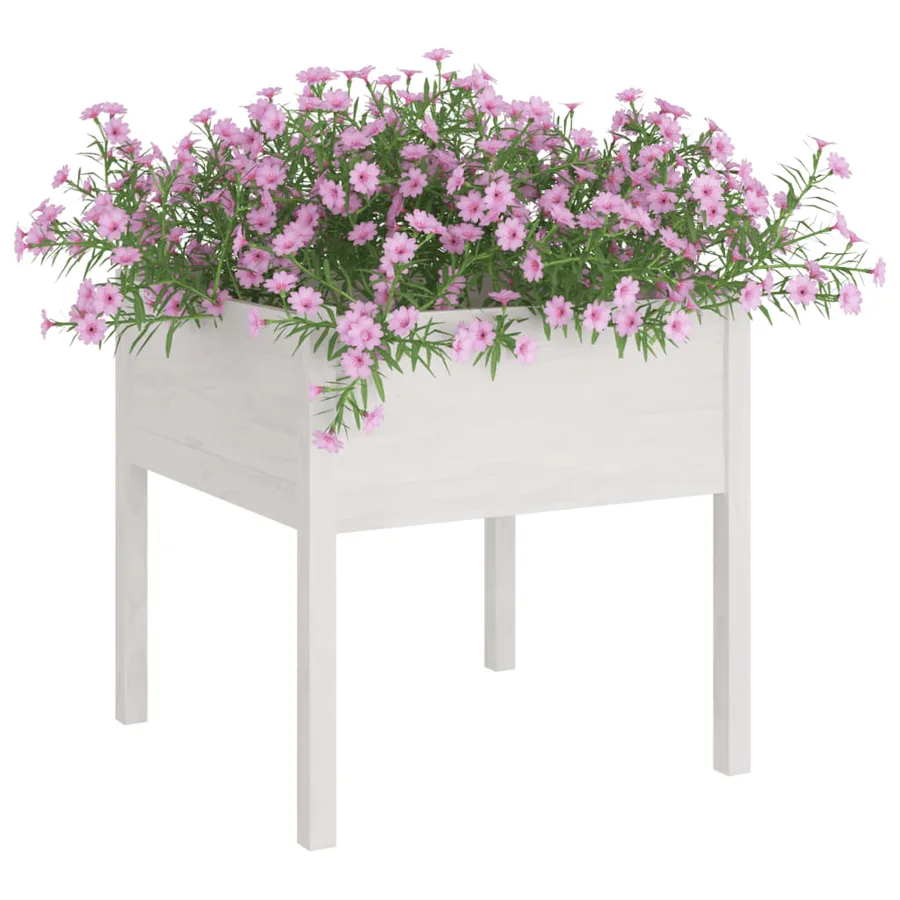Jardinière blanc 70x70x70 cm bois de pin massif - 3