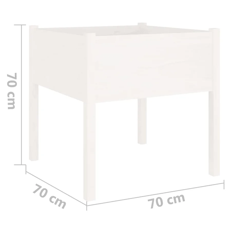 Jardinière blanc 70x70x70 cm bois de pin massif - 7