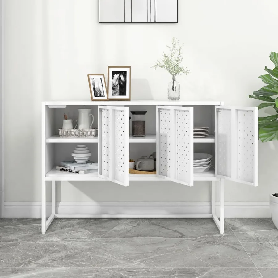 Buffet Blanc 105x35x75 cm Acier - 3