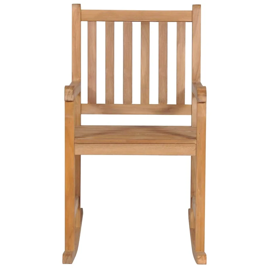 Chaise à bascule avec coussin vert Bois de teck solide - 3