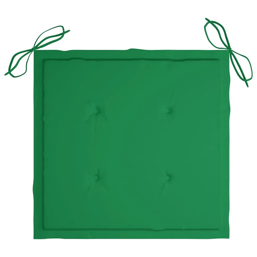 Chaise à bascule avec coussin vert Bois de teck solide - 6