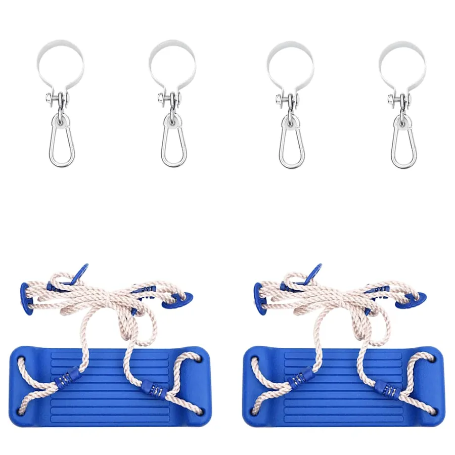 Sièges de balançoire avec cordes 2 pcs bleu 38x16 cm PE