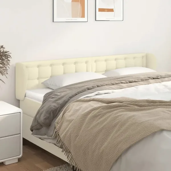 Tête de lit avec oreilles Crème 183x23x78/88 cm Similicuir