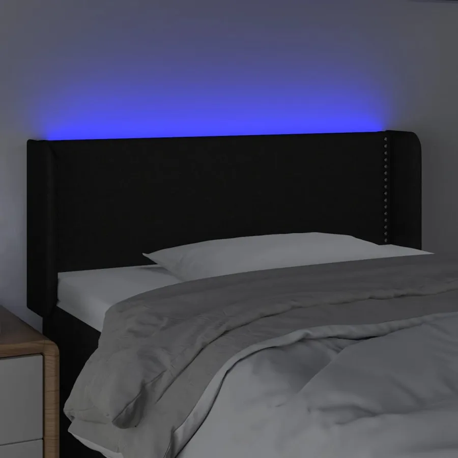 Tête de lit à LED Noir 83x16x78/88 cm Tissu - 4