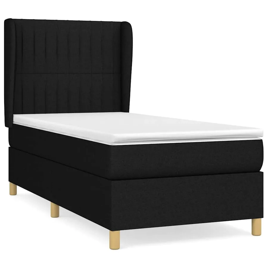 Sommier à lattes de lit avec matelas Noir 100x200 cm Tissu - 2