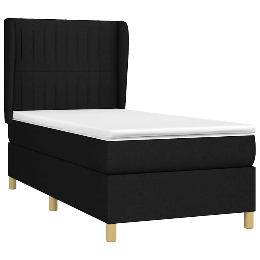 Sommier à lattes de lit avec matelas Noir 100x200 cm Tissu - 3