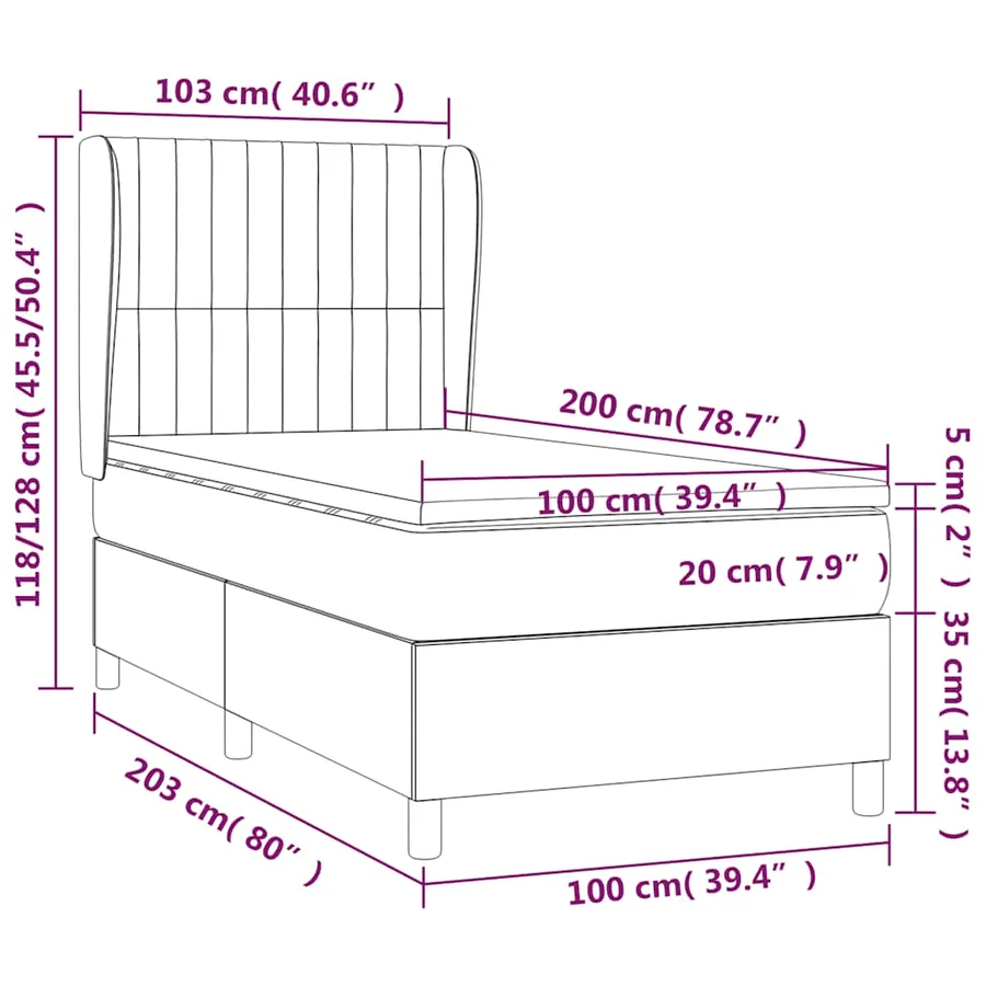 Sommier à lattes de lit avec matelas Noir 100x200 cm Tissu - 7