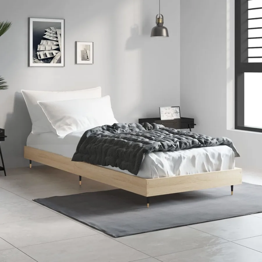 Cadre de lit sans matelas chêne sonoma 75x190 cm - 3