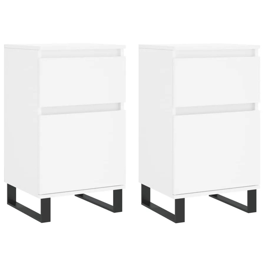 Buffets 2 pcs blanc 40x35x70 cm bois d’ingénierie - 2