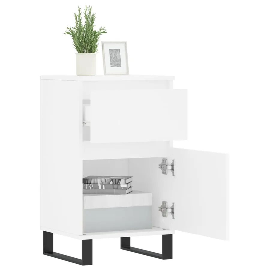 Buffets 2 pcs blanc 40x35x70 cm bois d’ingénierie - 4