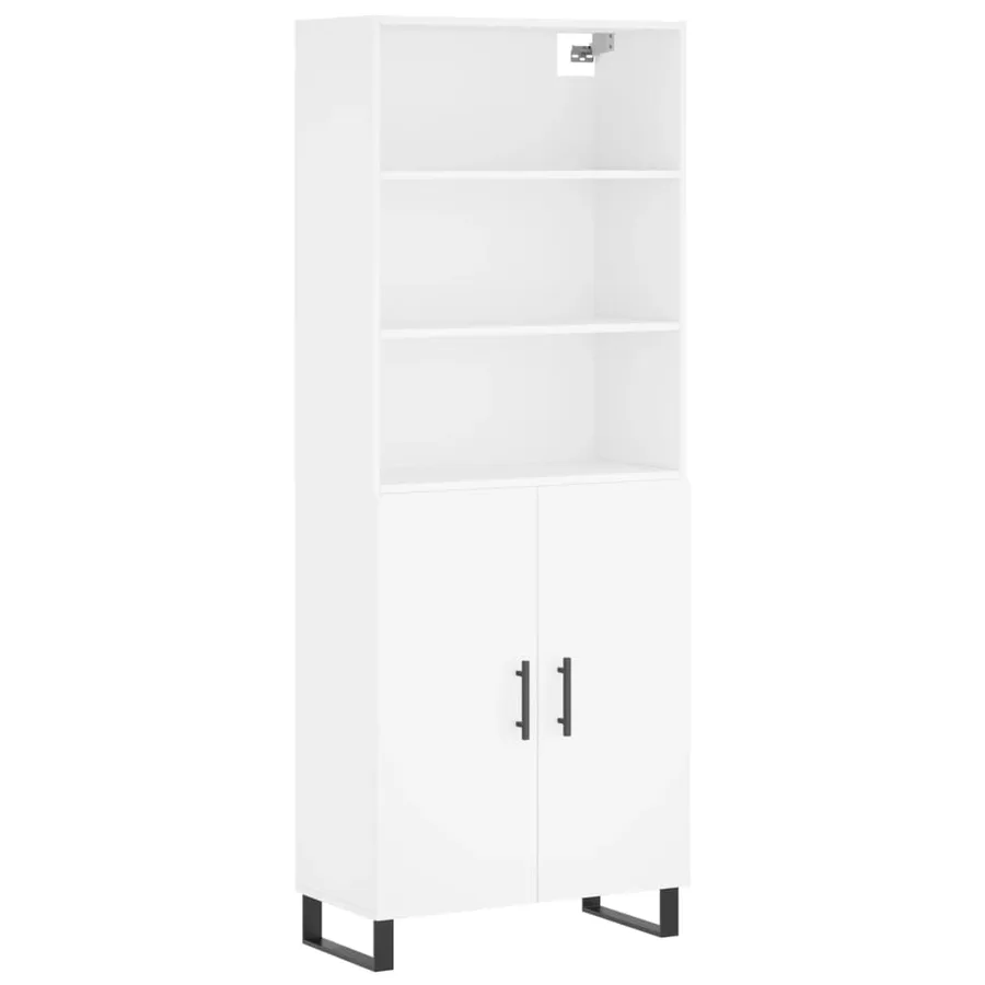 Buffet haut Blanc 69,5x34x180 cm Bois d'ingénierie - 2