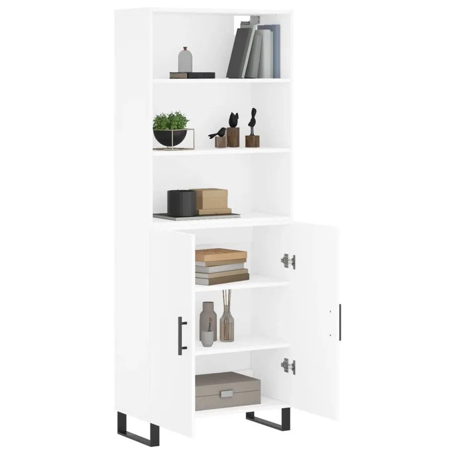 Buffet haut Blanc 69,5x34x180 cm Bois d'ingénierie - 3