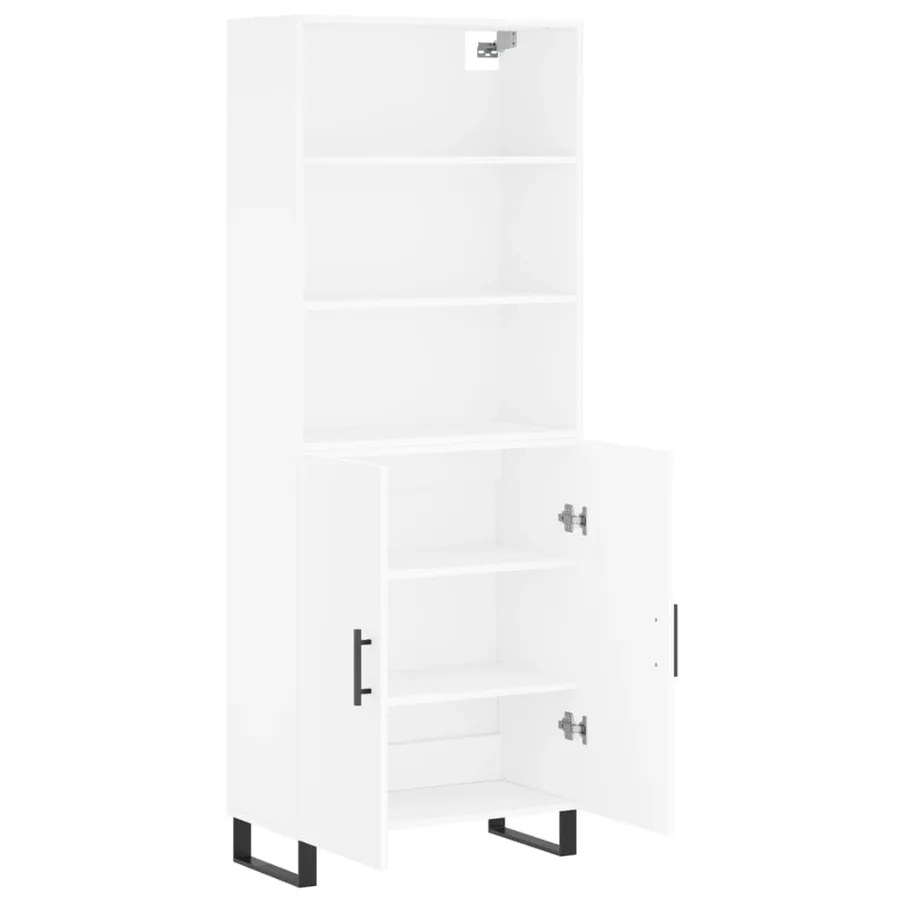 Buffet haut Blanc 69,5x34x180 cm Bois d'ingénierie - 4