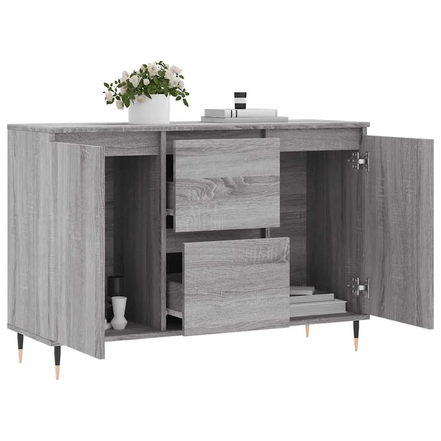 Buffet sonoma gris 101,5x35x70 cm bois d'ingénierie - 4