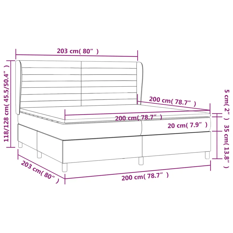 Sommier à lattes de lit avec matelas Rose 200x200 cm Velours - 7