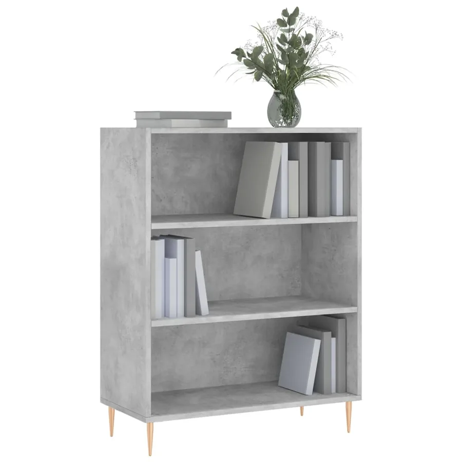 Bibliothèque gris béton 69,5x32,5x90 cm bois d'ingénierie - 3