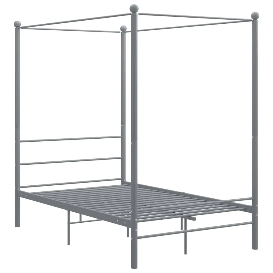 Cadre de lit à baldaquin sans matelas gris métal 140x200 cm - 2