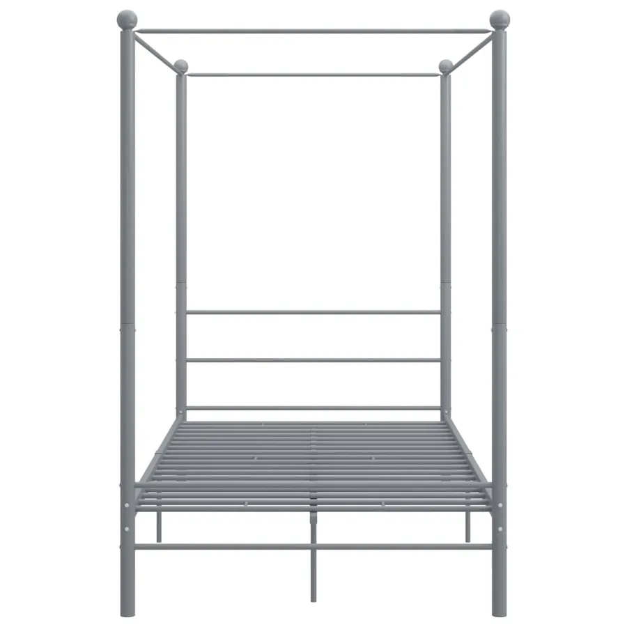 Cadre de lit à baldaquin sans matelas gris métal 140x200 cm - 4