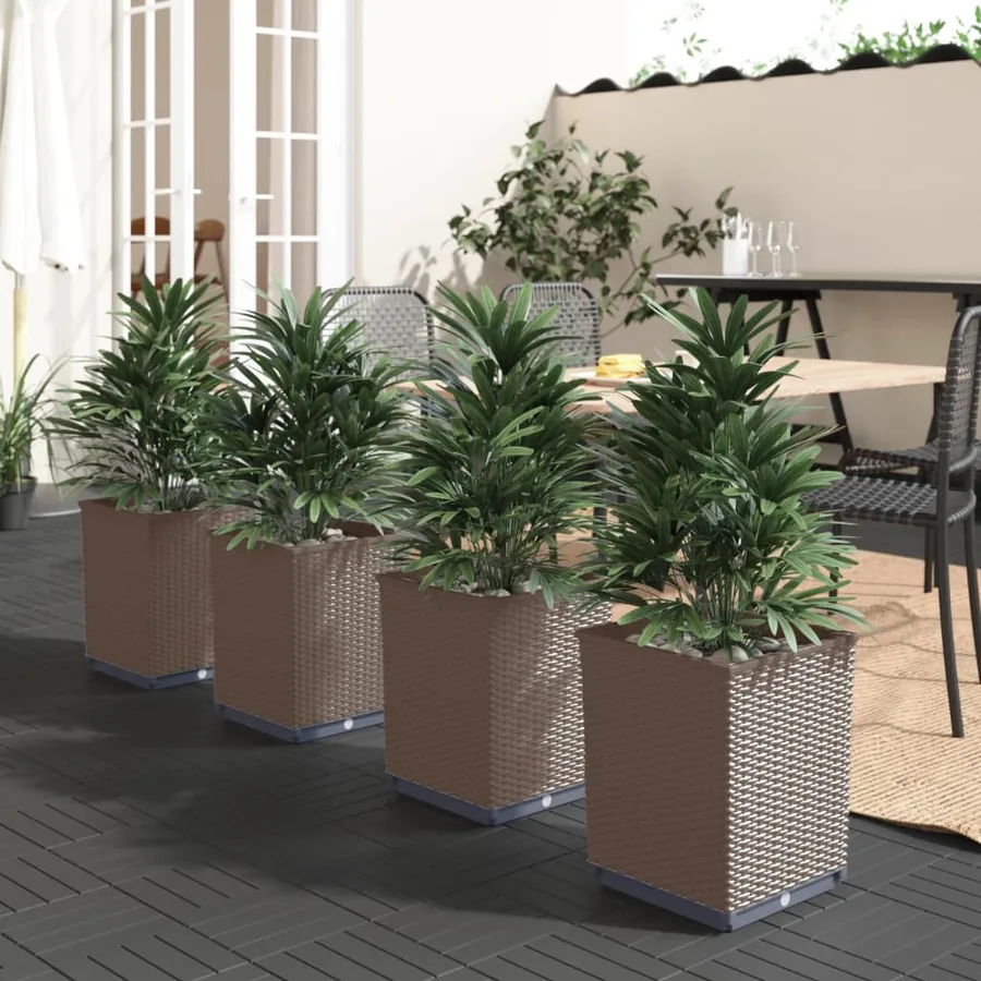 Jardinières 4 pcs marron 30x30x37 cm polypropylène
