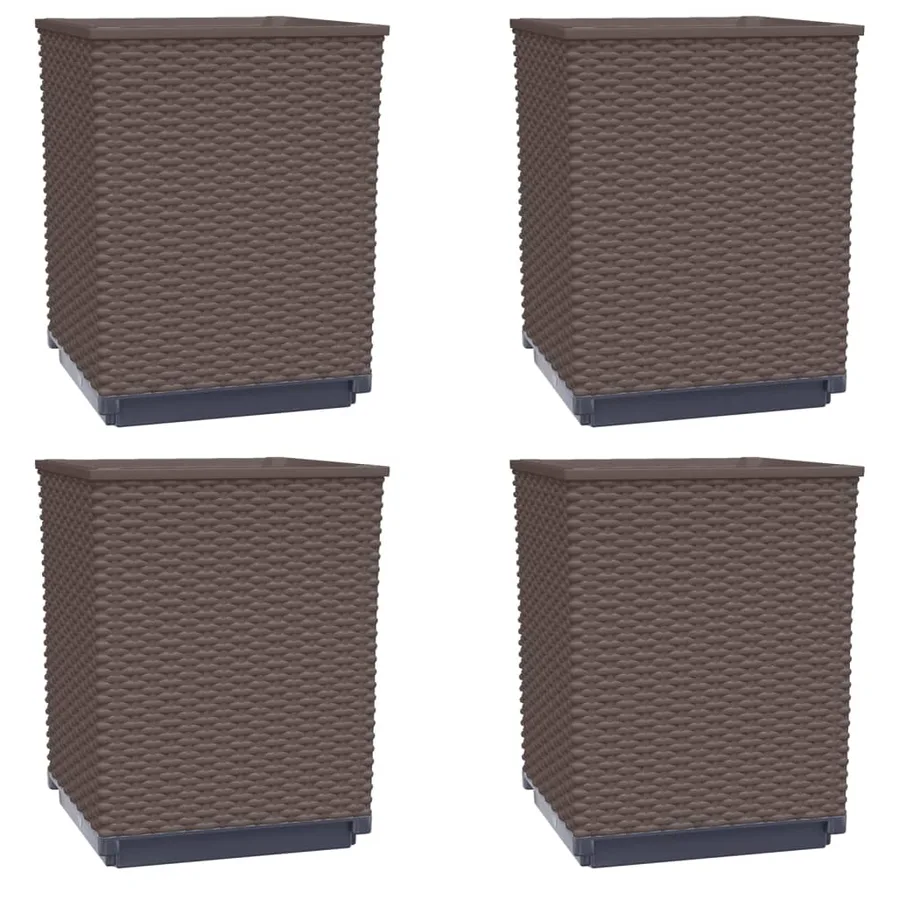 Jardinières 4 pcs marron 30x30x37 cm polypropylène - 2