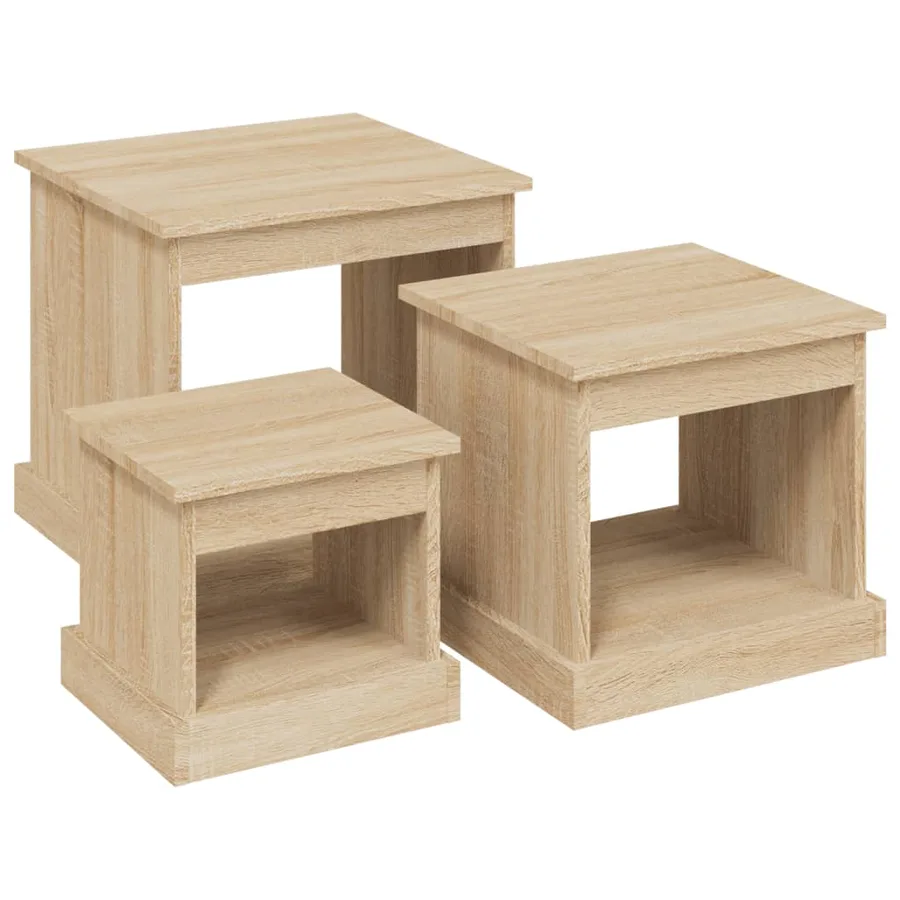 Tables basses 3 pcs chêne sonoma bois d'ingénierie - 2