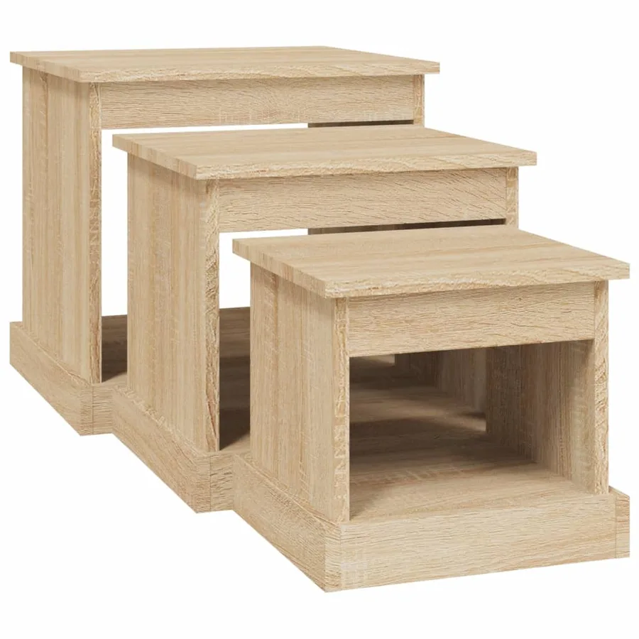Tables basses 3 pcs chêne sonoma bois d'ingénierie - 5