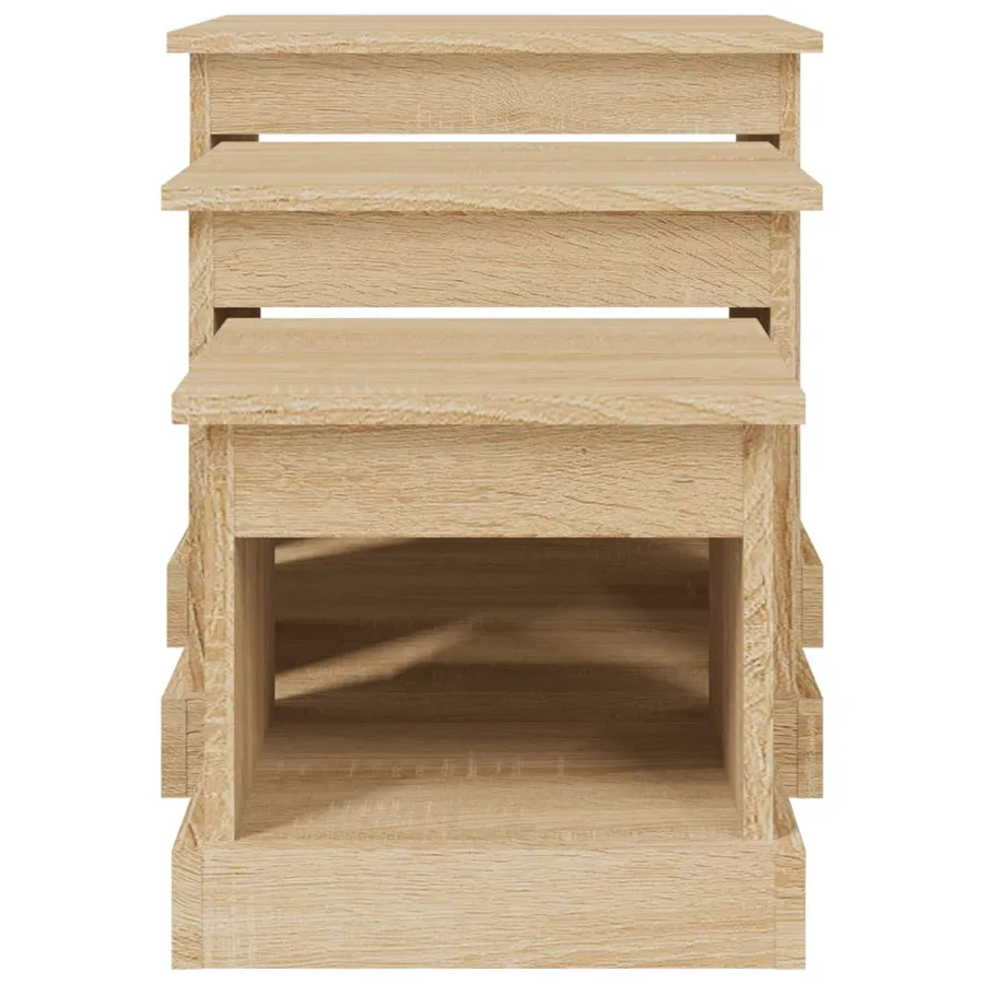 Tables basses 3 pcs chêne sonoma bois d'ingénierie - 6