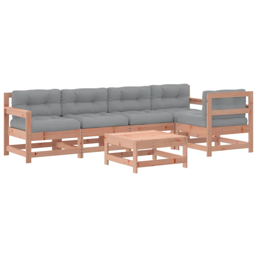 Salon de jardin 6 pcs avec coussins bois massif Douglas - 2