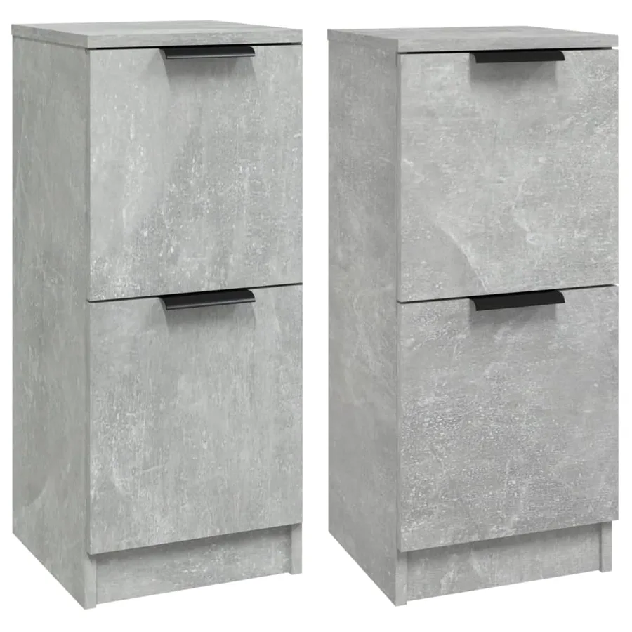 Buffets 2 pcs Gris béton 30x30x70 cm Bois d'ingénierie - 2