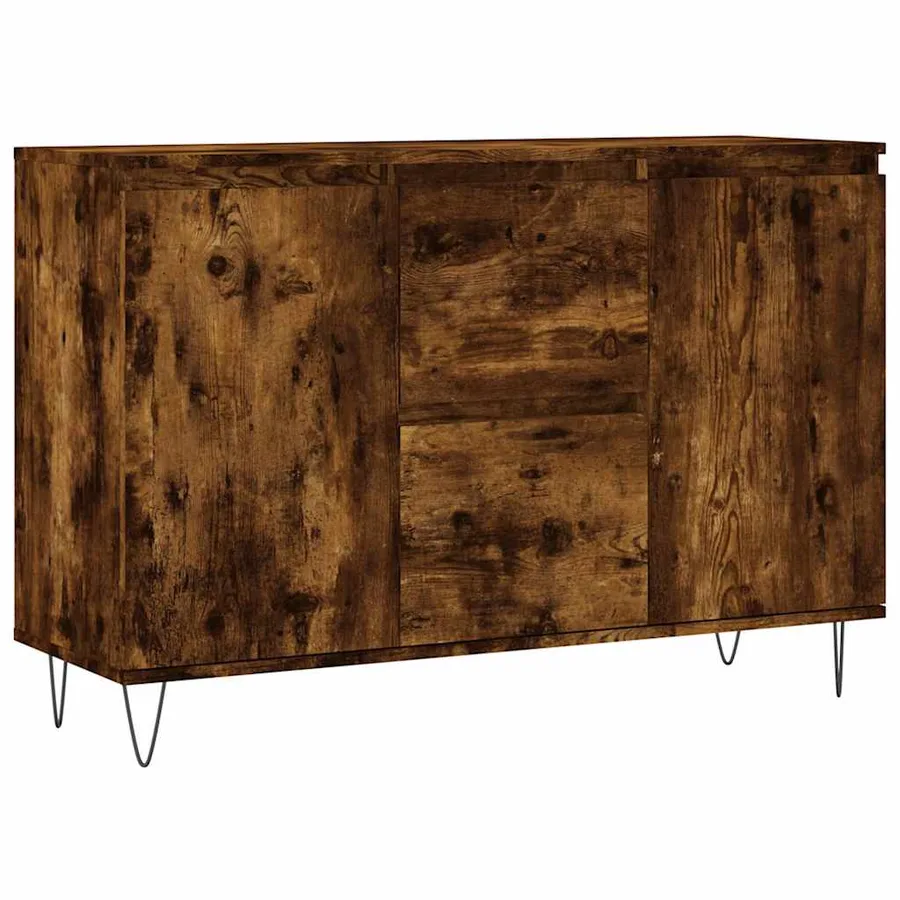 Buffet chêne fumé 101,5x35x70 cm bois d'ingénierie - 2