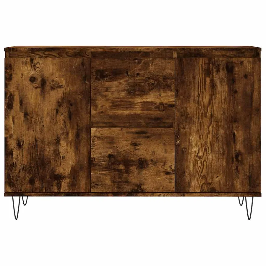 Buffet chêne fumé 101,5x35x70 cm bois d'ingénierie - 5