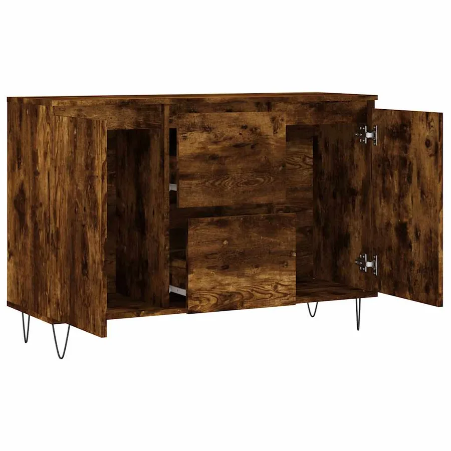 Buffet chêne fumé 101,5x35x70 cm bois d'ingénierie - 6