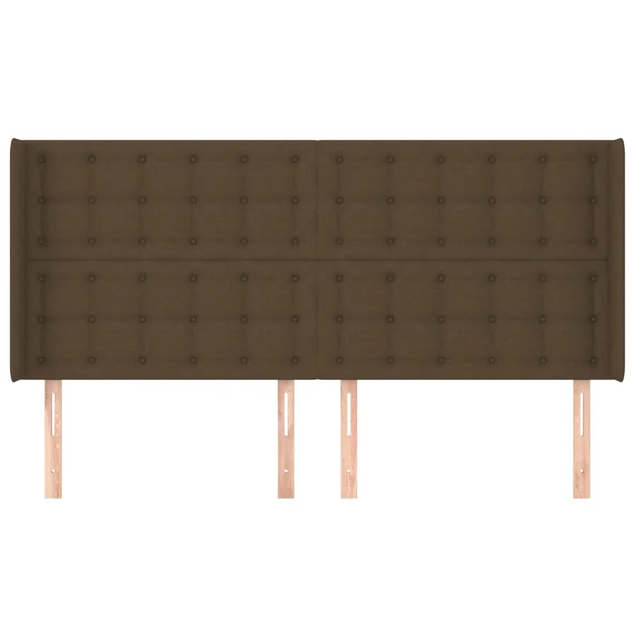 Tête de lit avec oreilles Marron foncé 183x16x118/128 cm Tissu - 3