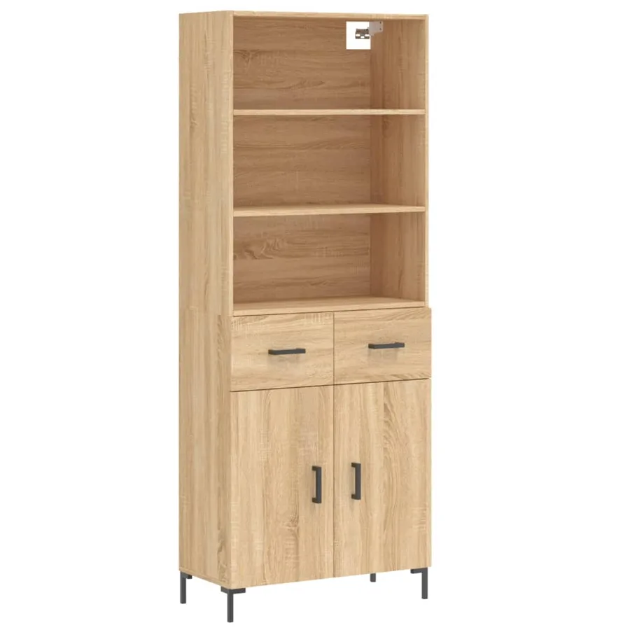 Buffet haut Chêne sonoma 69,5x34x180 cm Bois d'ingénierie - 2