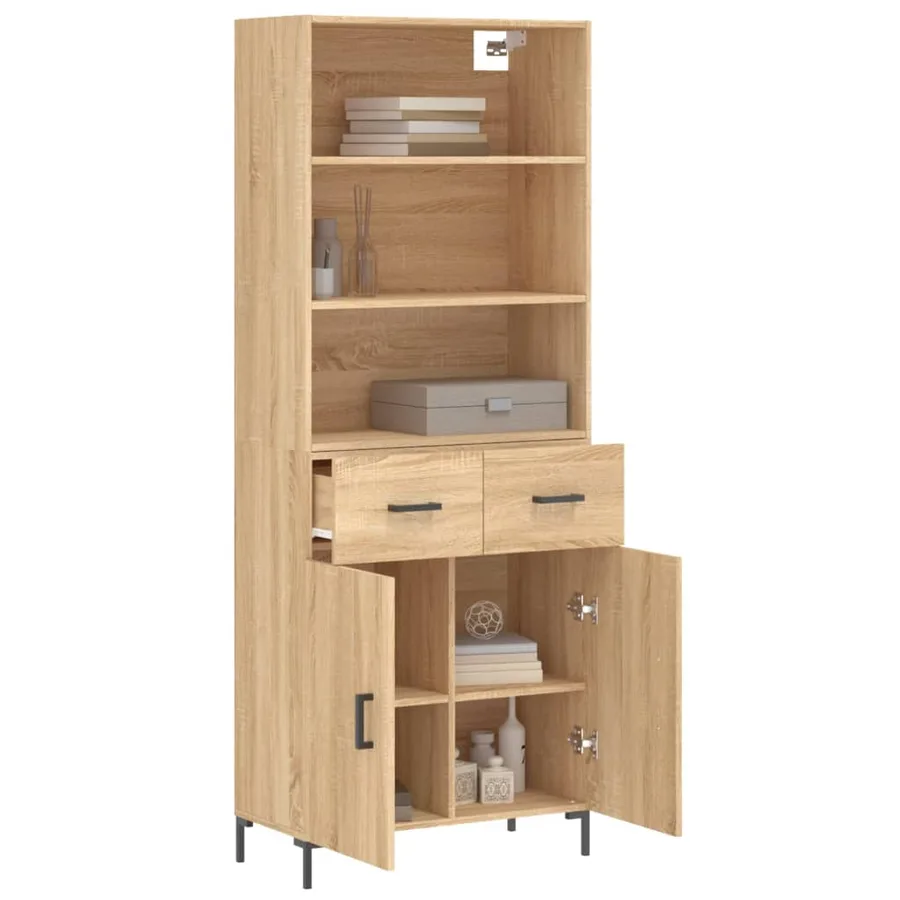 Buffet haut Chêne sonoma 69,5x34x180 cm Bois d'ingénierie - 3