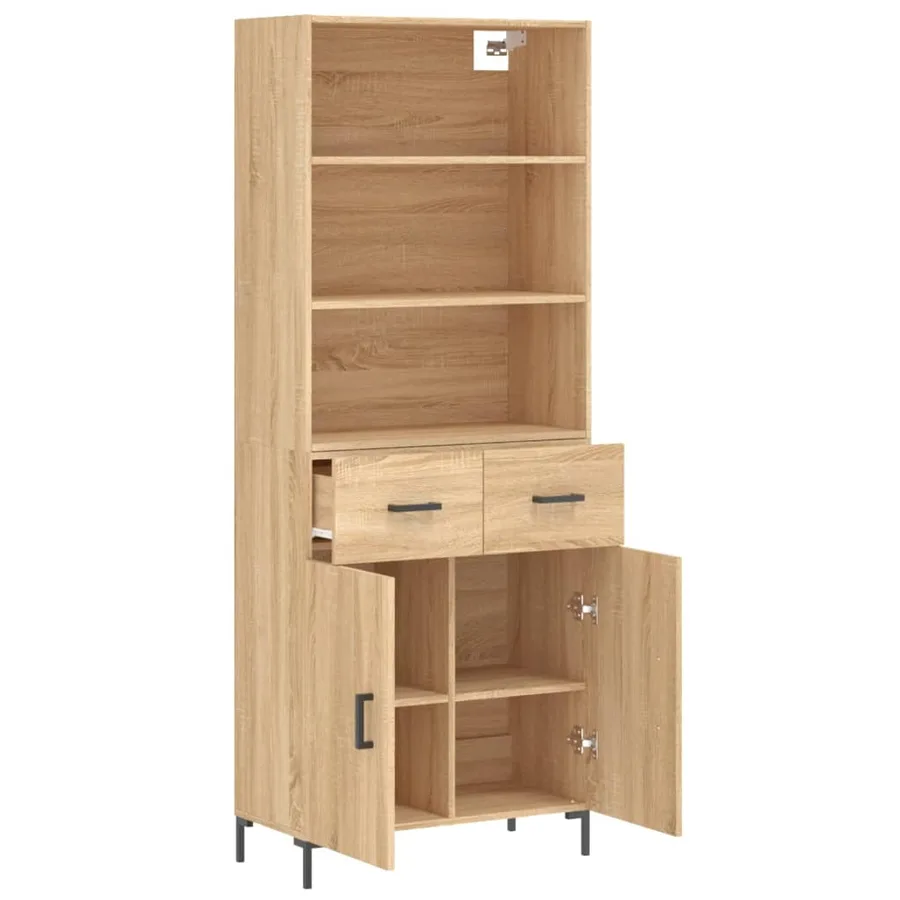 Buffet haut Chêne sonoma 69,5x34x180 cm Bois d'ingénierie - 4