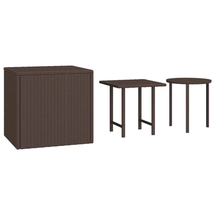 Tables d'appoint 3 pcs marron résine tressée - 2