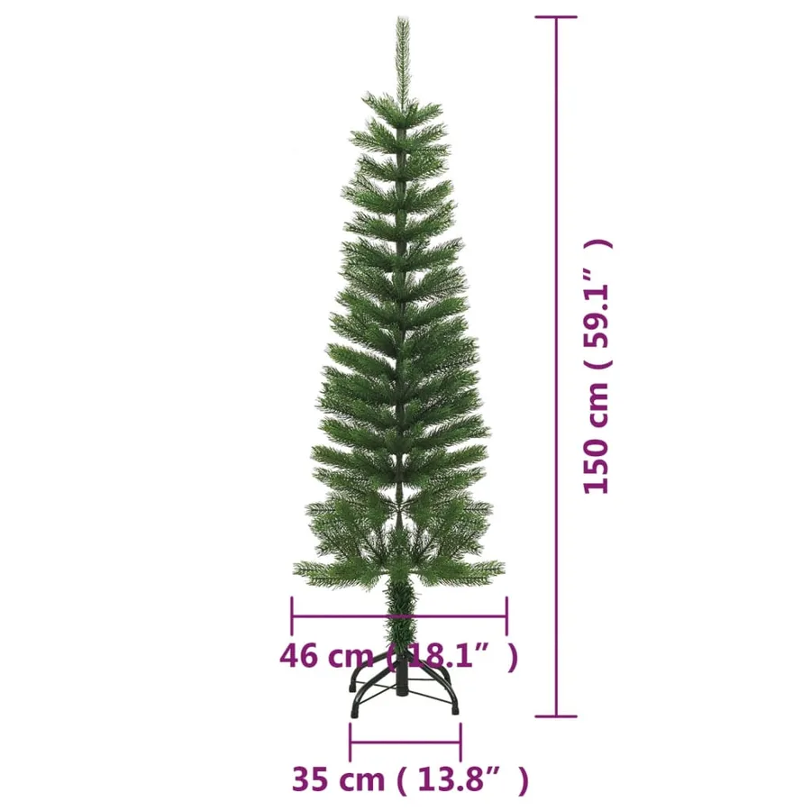 Sapin de Noël artificiel mince avec support 150 cm PE - 8